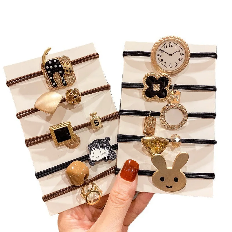

Women Elastic Hair Bands Scrunchies Clock Watch Bear Gum Ponytail Holder Ties Hair Ornaments Accessories Scrunchy
