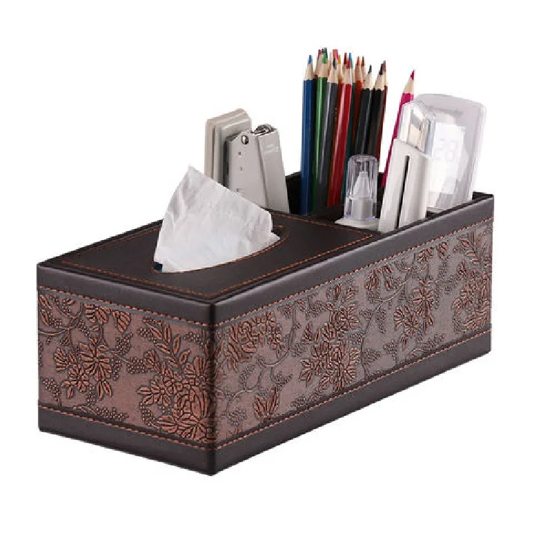 

Retro Flower Style Creative Multi Functional Office Desktop Remote Control Storage Tissue Box