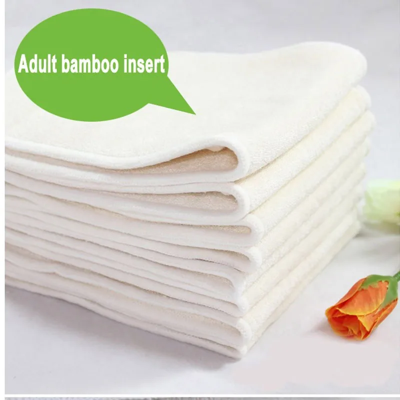 

5 шт./лот стирающиеся подгузники для взрослых из бамбука, дышащие подгузники большого размера 15x55 см