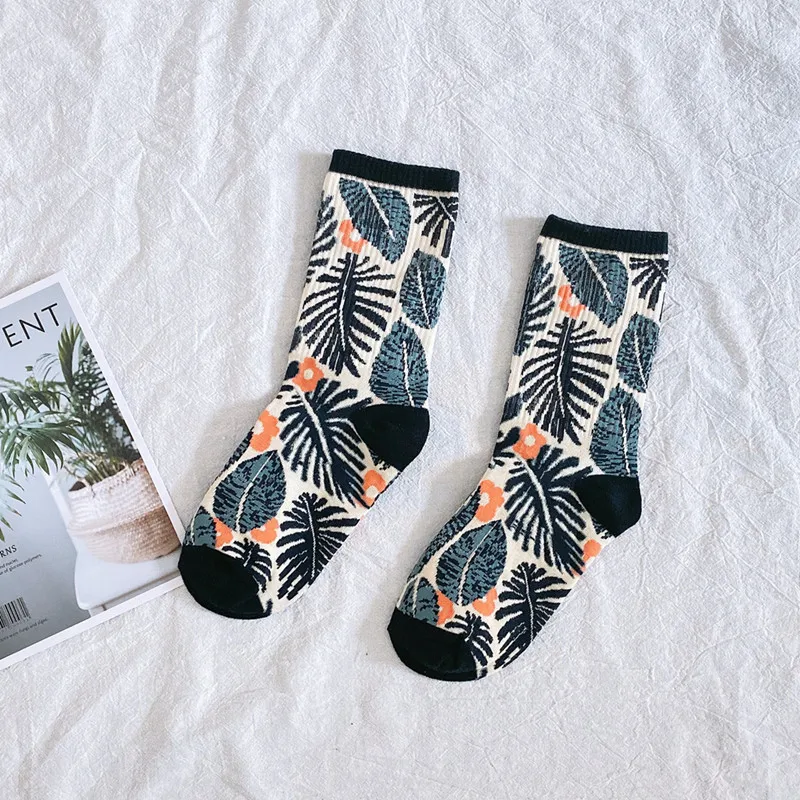 Style Brand Personality Leopard Street Flower Cartoon Happy Winter Warm Sock Funny Lady Kawaii Cotton Women Men Cute Short Socks