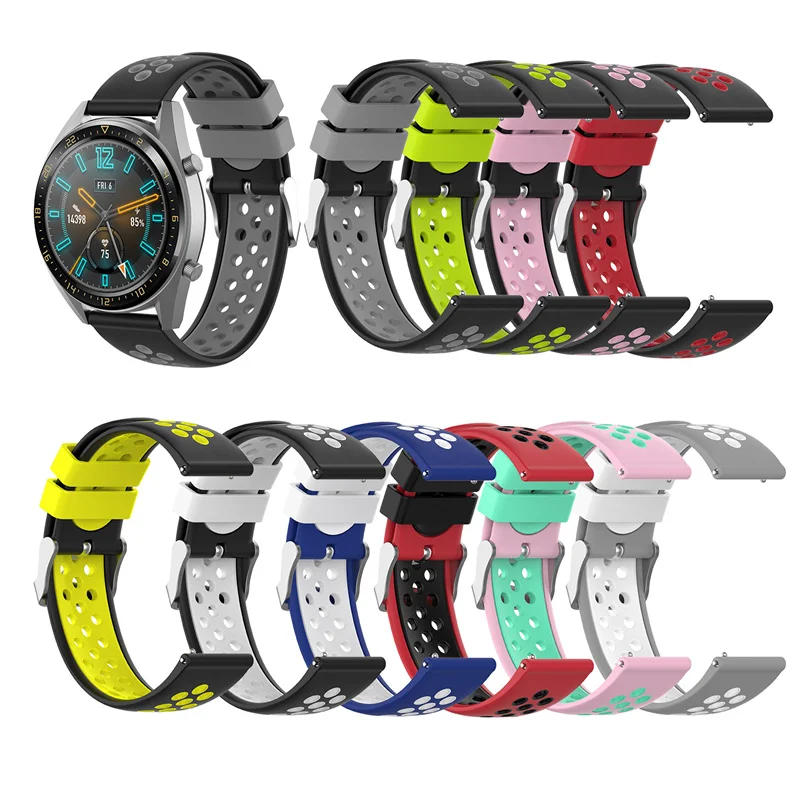 Ремешок силиконовый для Samsung watch 3/Active 2/Huawei GT2/Amazfit GTR сменный браслет мужчин и