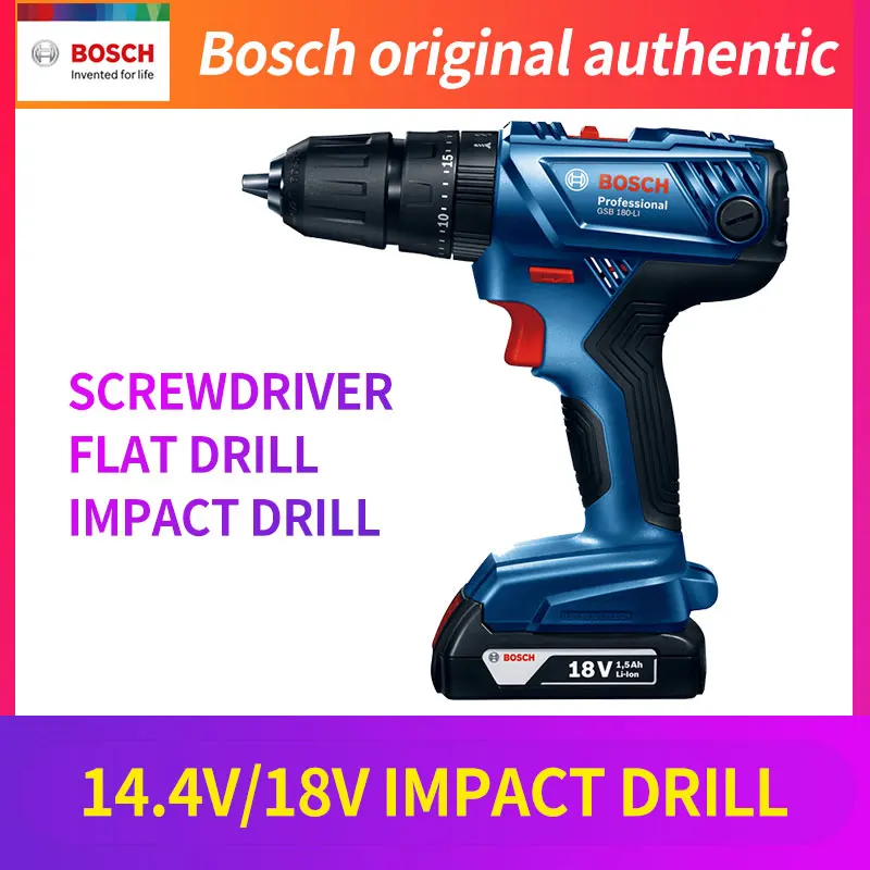 Bosch Charging Impact Drill 14.4V/18V Lithium Screwdriver Hand Drill GSB140-LI/GSB180-LI