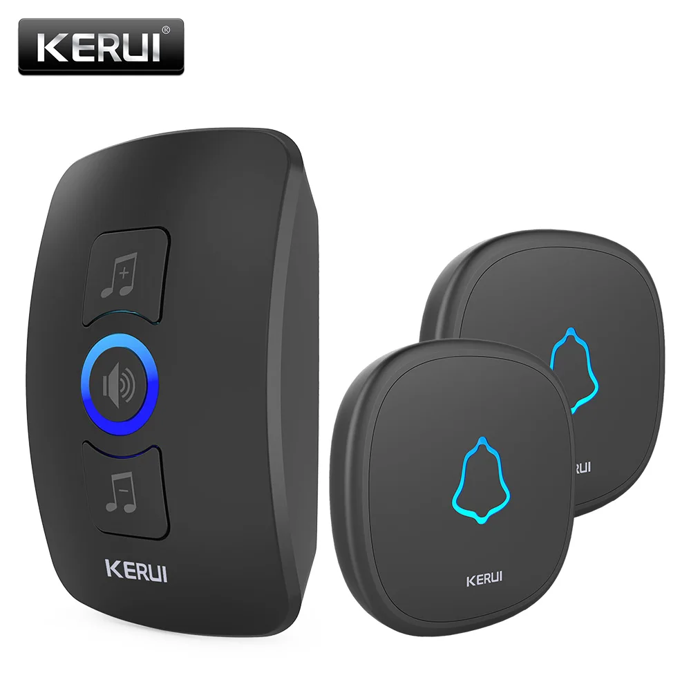 black 1R 2Button KERUI M521 водонепроницаемый беспроводной дверной звонок умный дом приветственный дверной звонок с 23A 12 В батарея 4 уровня громкости 57 колокольчик - Цвет: black 1R 2Button