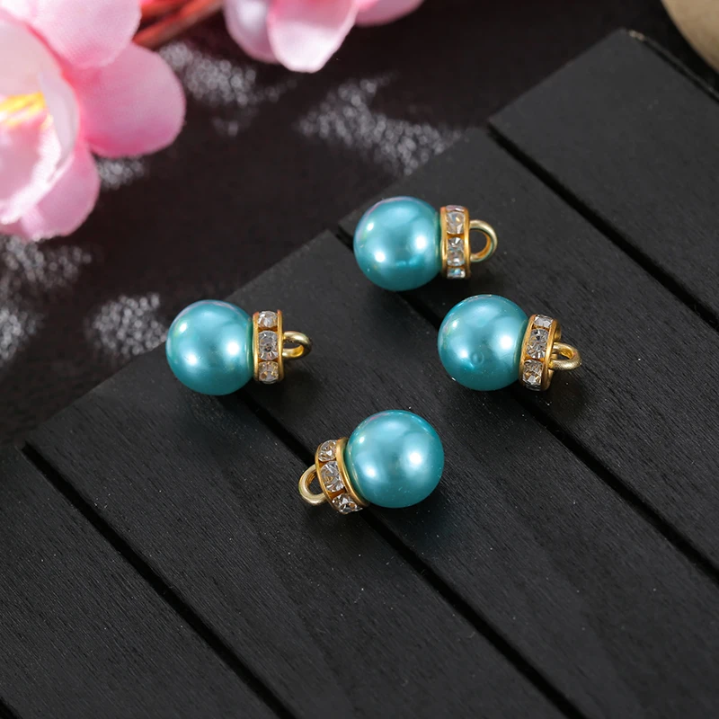 10pcs/lot Diy Supplies Beads Imitation Pearl Pendant Water Drop Round With Rhinestone Garment Accessories | Дом и сад