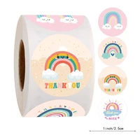 100 500 pcs 1 inch cute sun rainbow clouds sticker thank you stickers for gift decor teachers reward kids stationery stickers