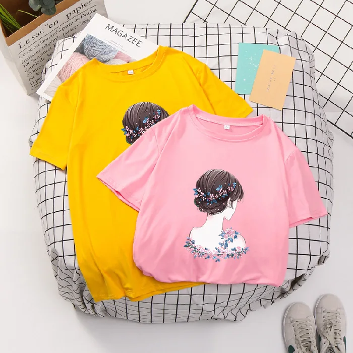 

Qrxiaer Summer Clothing Short-sleeved T-shirt Female Solid Student Top Women's Clothing Oversized T Shirt Beatiful Girls Shirt