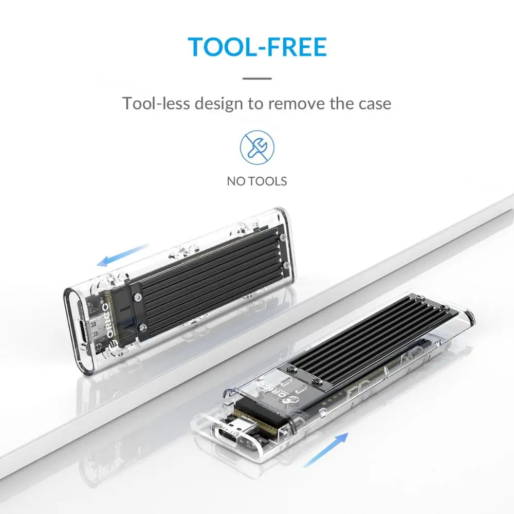 Прозрачный чехол ORICO M2 NVMe для жесткого диска футляр NVME PCIE NGFF SATA M/B Key SSD Disk |
