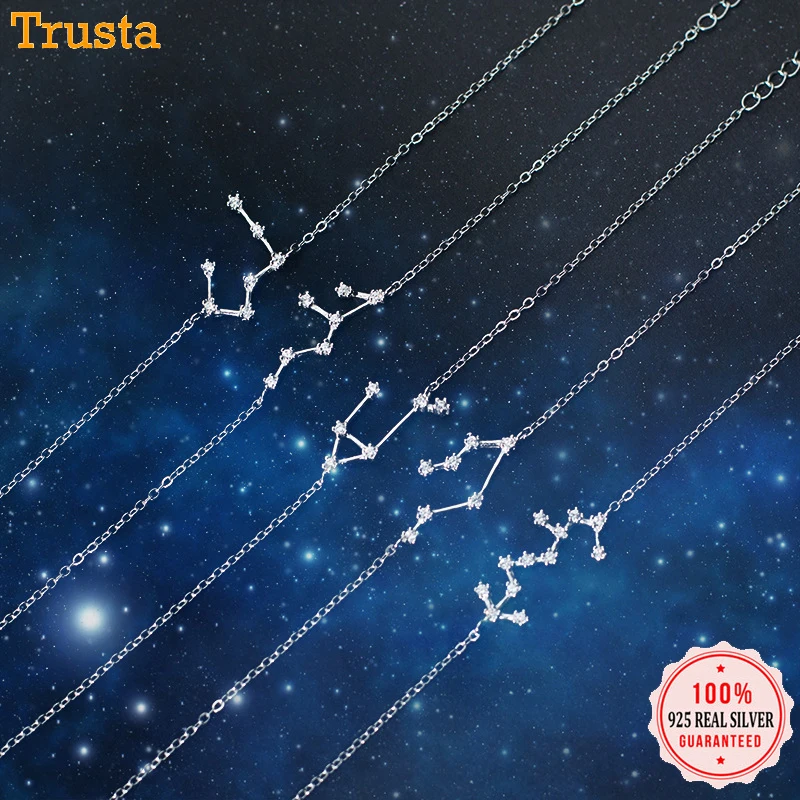Trustdavis 925 Стерлинговое серебро Кристалл Таурус Козерога Скорпион двенадцать