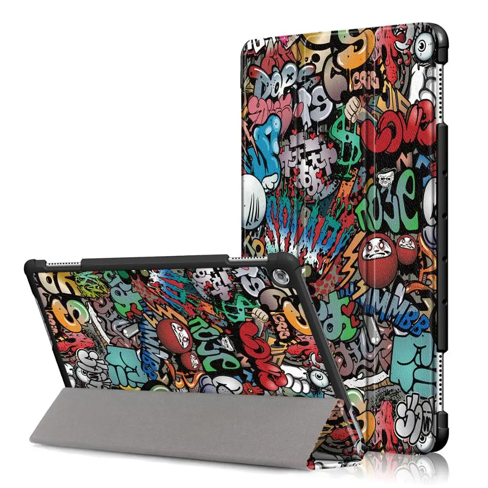 Чехол-подставка для планшета с рисунком для huawei MediaPad T5 10," AGS2-W09/L09/L03/W19 кожаный защитный чехол - Цвет: Graffiti