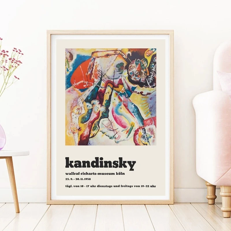 

French Wassily Kandinsky Art Canvas Print Abstract Painting Mid Century Modern Wall Art Picture Museum Exhibition Poster Decor