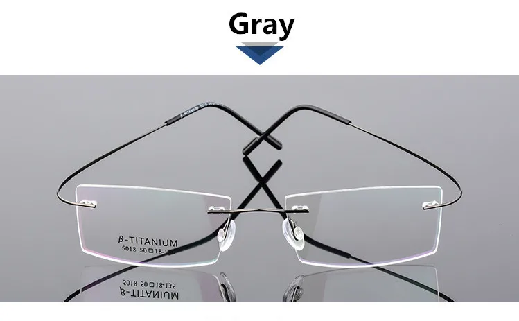 C2 Gray Классические мужские чистые титановые ультралегкие очки без оправы оптическая Оправа очков для близорукости ультралегкие титановые очки без оправы - Цвет оправы: C2 Gray