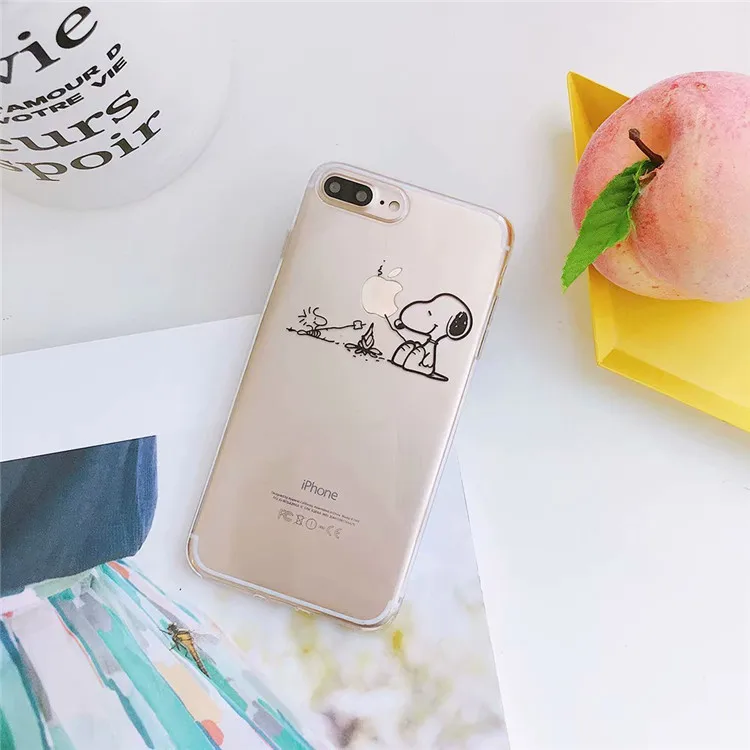 F Прозрачный защитный чехол с милым мультяшным щенком для iPhone 8 7 6 6s Plus Xr X Xs Max дизайн ударопрочный чехол - Цвет: F