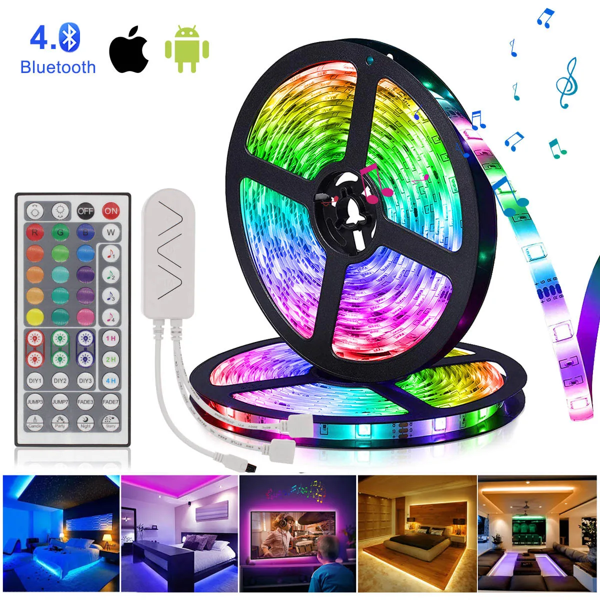 

Bluetooth Led Strip 12V 5050 Background Lighting Bluetooth Controller Smart Holiday Light Power Supply Led Strips Tv Backlight