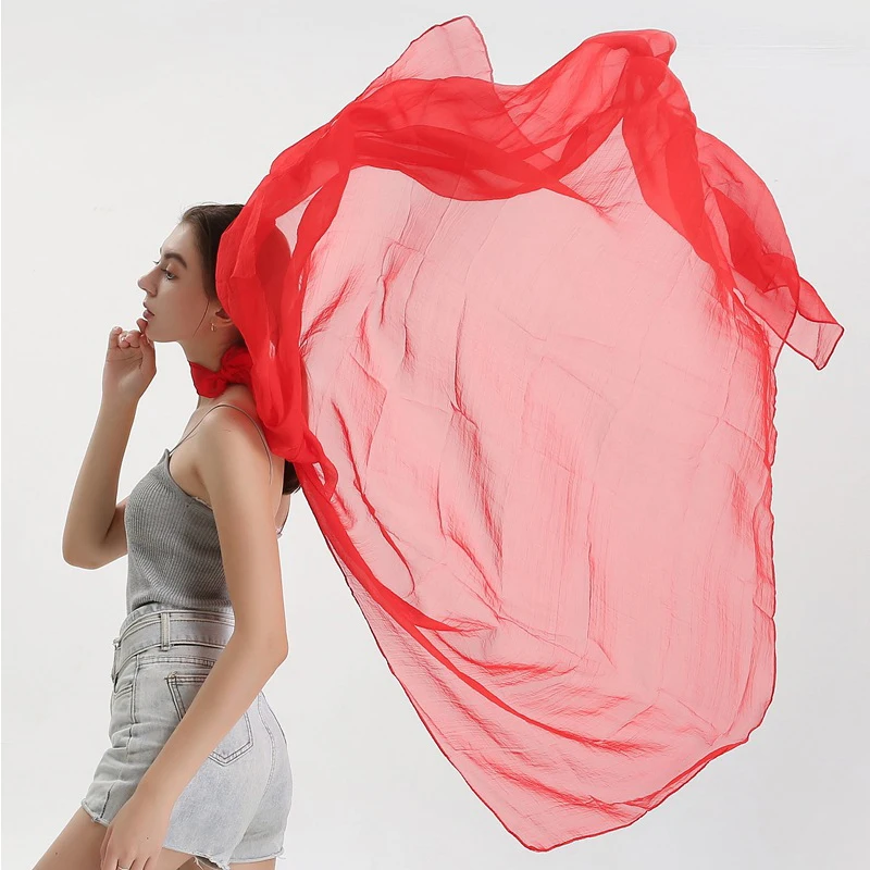 Модные женские шелковые шарфы на весну и лето мягкие тонкие шали накидки