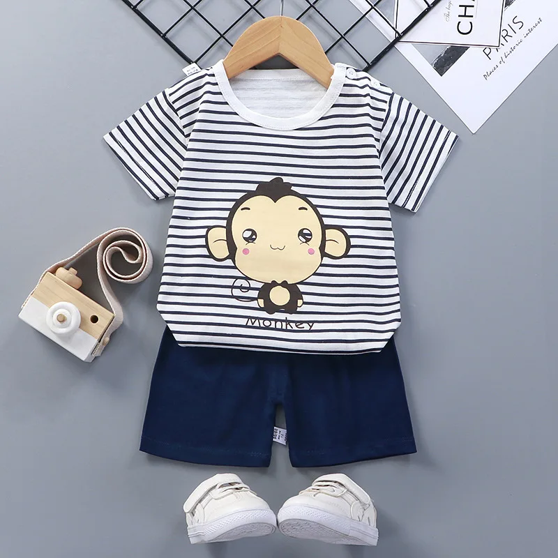 

New Toddler Kids Short Sleeve Clothes Set Summer Cotton Baby Boys Girls Shorts T-shirts Pants 2pcs Children's Clothing Sets