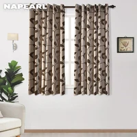 napearl 1 piece short leaves design curtains bedroom window kitchen grommet top semi blackout ready made for living room