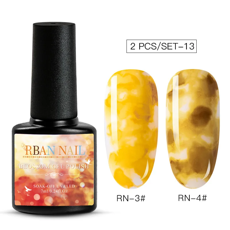 ZH04536 RBAN NAIL 8 мл Цветущий Гель-лак для ногтей акварельные чернила эффект дыма мрамор смазывание Lquid градиентный лак Гель-лак для творчества маникюр - Цвет: ZH04536