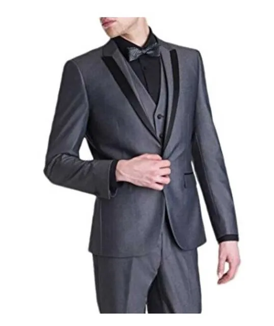 

Costume Homme Charcoal Grey Men's Suit Peaked Lapel 3 Pcs Groom Tuxedos Wedding Suit for Men Set Custom Made Jacket+Pants+Vest