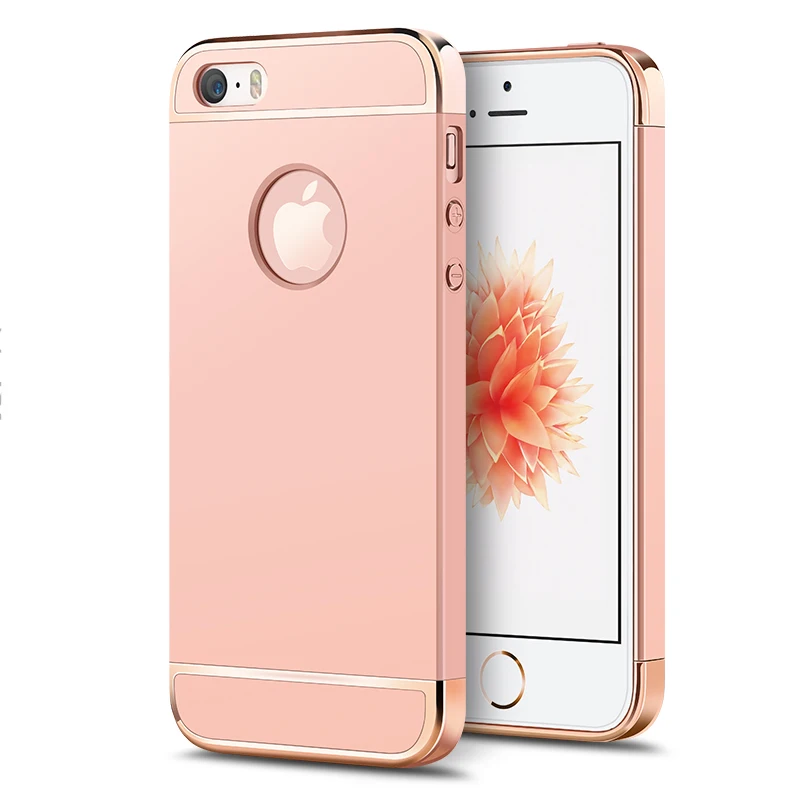 Роскошный пластиковый жесткий чехол с металлическим покрытием для iPhone 5 6 6S 7 Plus