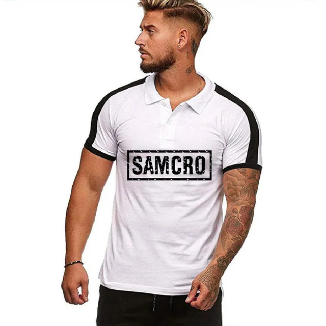 Летняя мужская футболка-поло с коротким рукавом SOA Sons of anarchy хлопковая Мужская