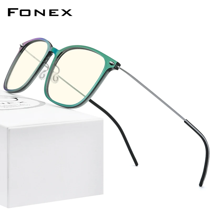 

FONEX Anti Blue Light Blocking Glasses Women Antiblue UV Protection Computer Eyeglasses Men FAB010 (Nylon Frame B Titanium Arm)