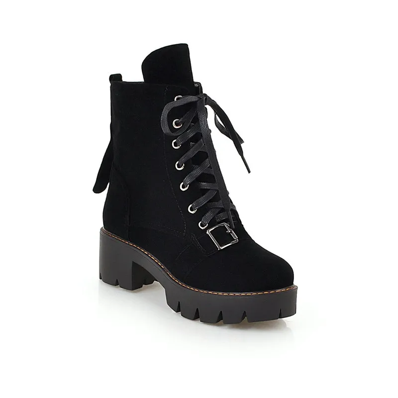 Женские ботинки на шнуровке YMECHIC готические из нубука и замши черные зеленые