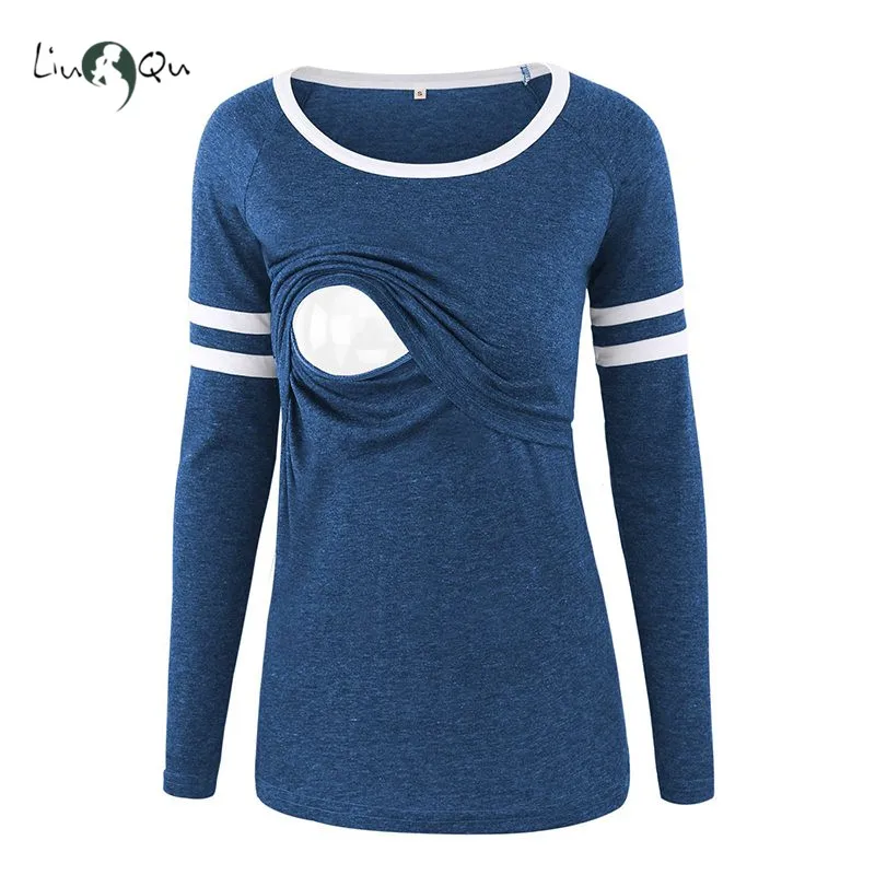 Рубашка для беременных Одежда грудного вскармливания Топы Блузка полосатая с