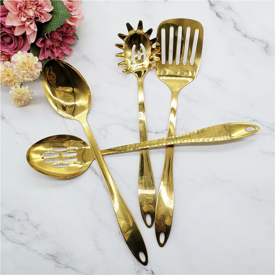 Набор кухонной посуды из нержавеющей стали золотой цвет кухонная лопатка ложка