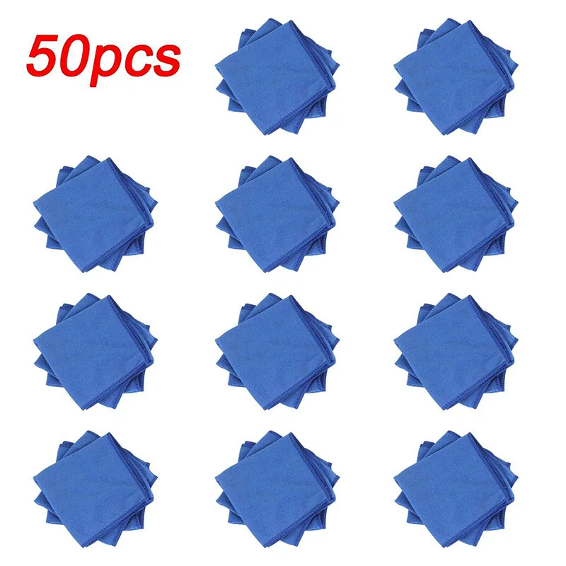 

ALLOMN 50Pcs Blue Anti-Scratch Car Washing Towel Quick-Drying Multi-Functional Skin-Friendly Car Accessories