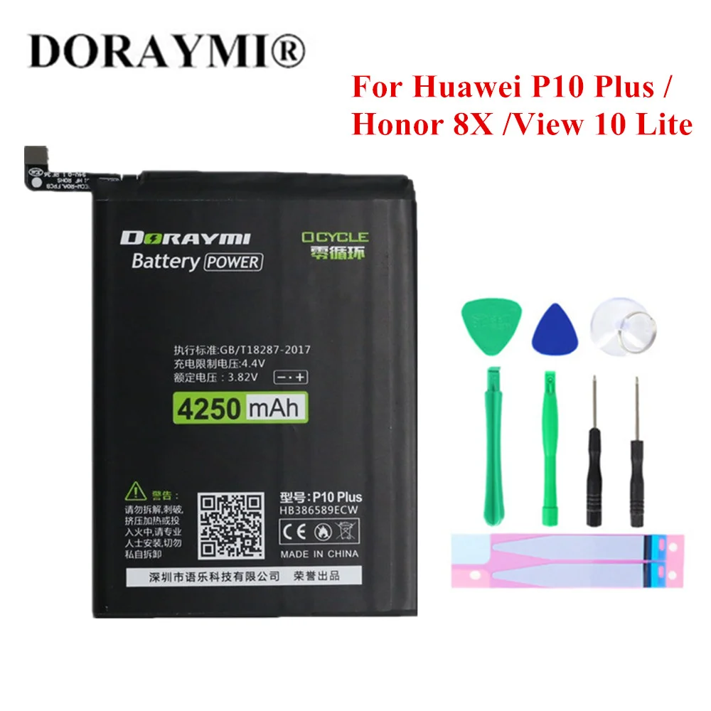 Телефонный аккумулятор DORAYMI HB386589ECW для Huawei Honor 8X/ P10 Plus / View 10 Lite JSN L21 L22 L23 L42 сменные