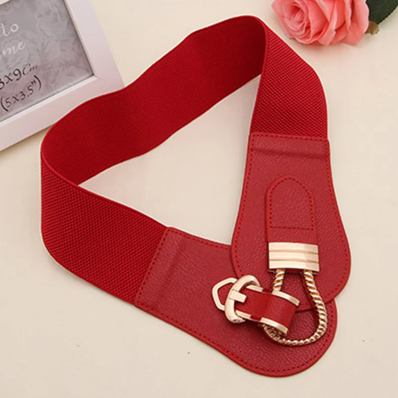

Fashion Wide Waistbands Women Elastic Waist Belt for Dress Sweater Pin buckle Leather Belts Girls Cummerbunds Stretchy belt