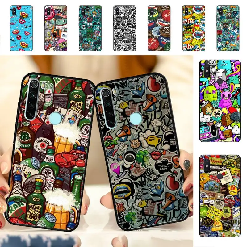 

YNDFCNB Anime Graffiti Sticker Bomb Phone Case for Redmi Note 8 7 9 4 6 pro max T X 5A 3 10 lite pro