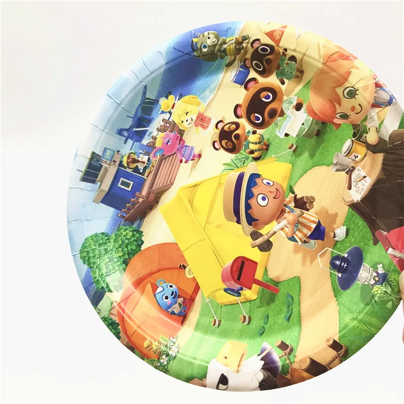 

Animal Crossing Cartoon Birthday Party Decorations Supplies Kids Birthday Plates Cups Tablecloth Disposable Party Supplies