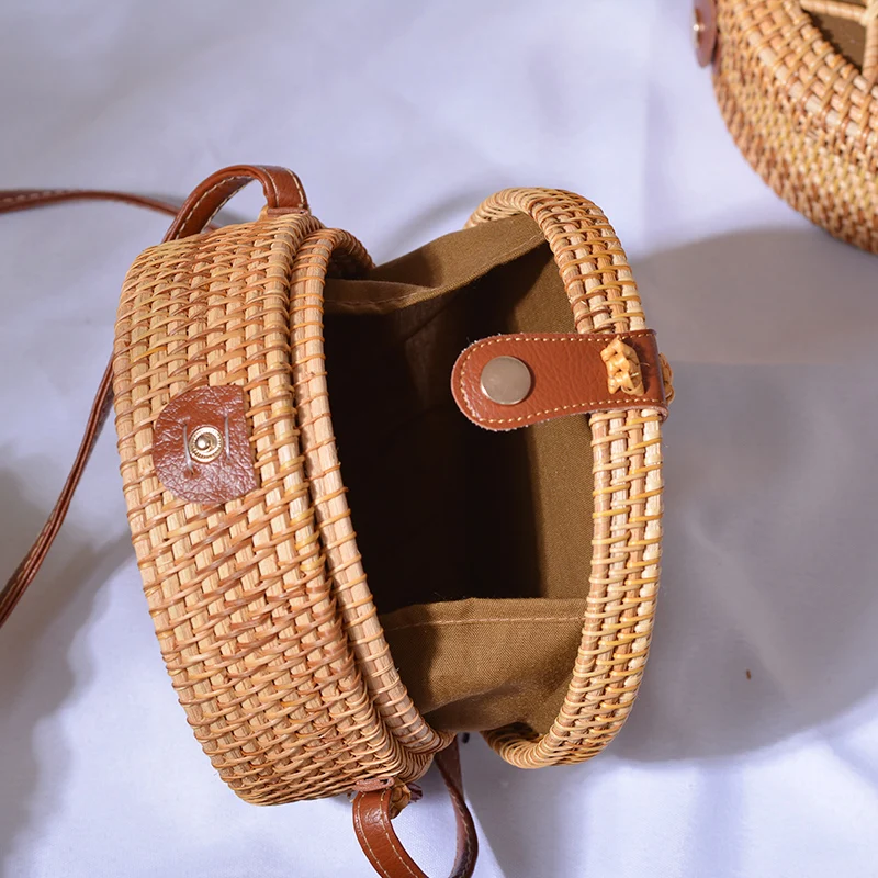 Сумки из ротанга Realer женские круглые соломенные сумки плетеная сумка ручной