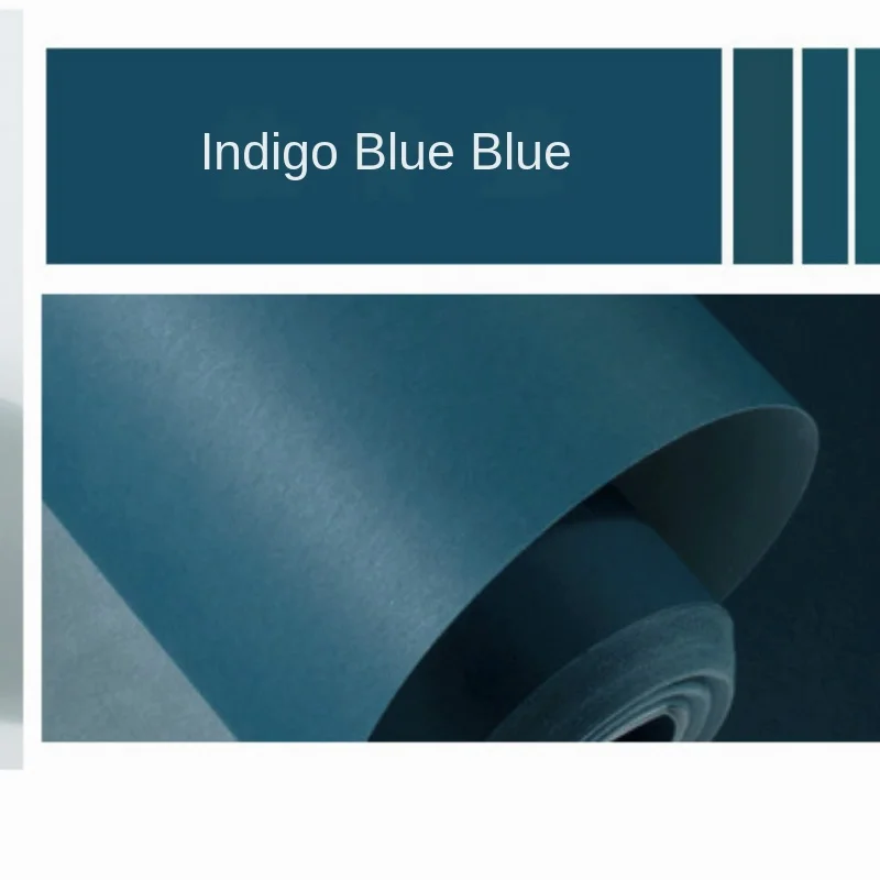 

High-End Blue Contact Paper Decorative Bedroom Wallpaper Non-Woven Non-Self-Adhesive Living Room Dark Blue Wrapping Paper