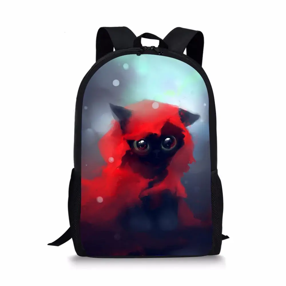 HaoYun Children's School Backpack Fantasy Cats Pattern Kids School Book Bags Kawaii Animal Design Paint Women's Travel Backpack
