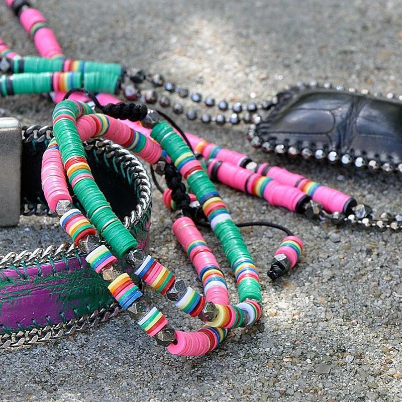 Богемный Браслет Heishi Серфер женские многоцветные плоские резиновые африканские
