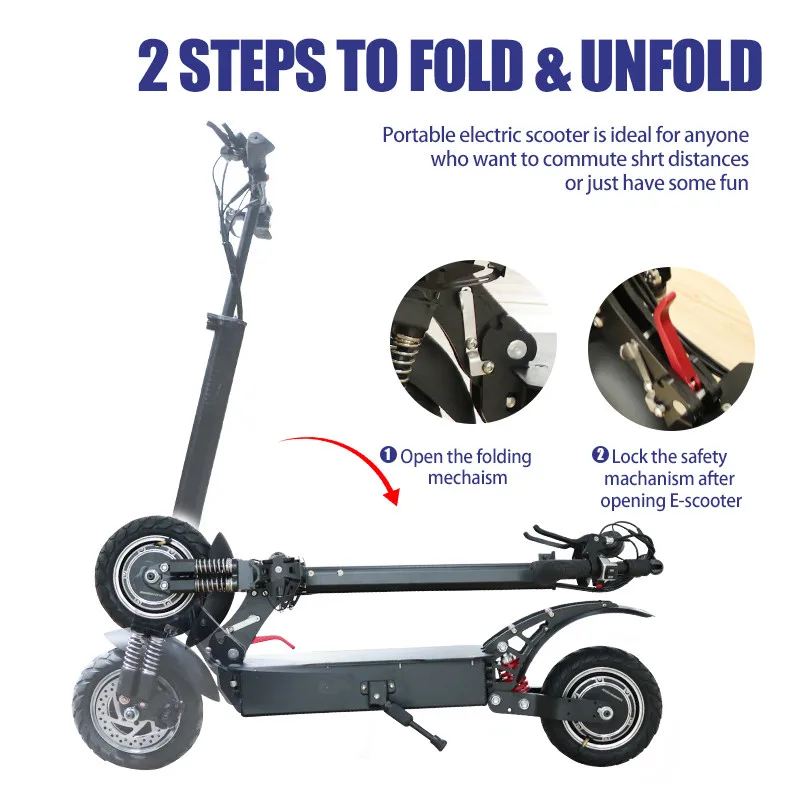 

48V 1000W Foldable Electric Scooter Top Speed 55km/h E Scooter 60km Long Range 10inch Wheel Brushless Motor patinete eltrico