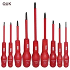 Набор отверток QUK с изоляцией, 9 шт., Магнитная отвертка Phillips, напряжение 1000 В, ручной инструмент для ремонта электрика