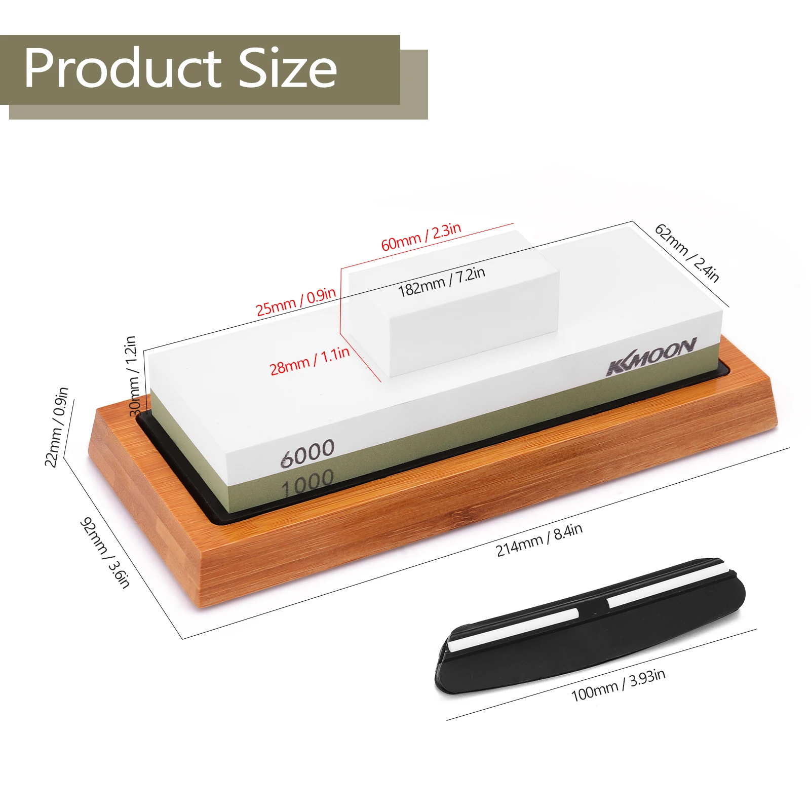

1000#/6000# Premium Whetstone Cut Sharpening Stone Set Sharpener for All Blade Non Slip Base Cutter Sharpener Grinding Stone