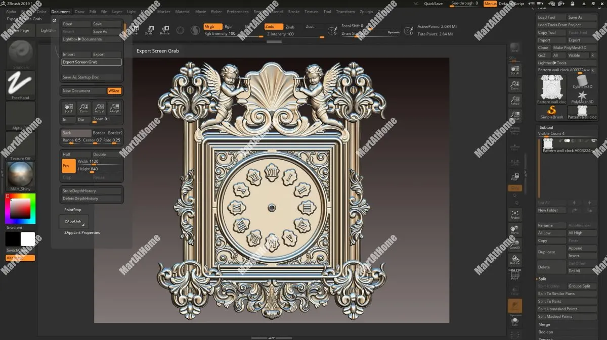 

Square Two Angel Wall Clock Frame 3D STL Model for CNC Router Engraving & 3D Printing Relief Support ZBrush Artcam Aspire Cut3D