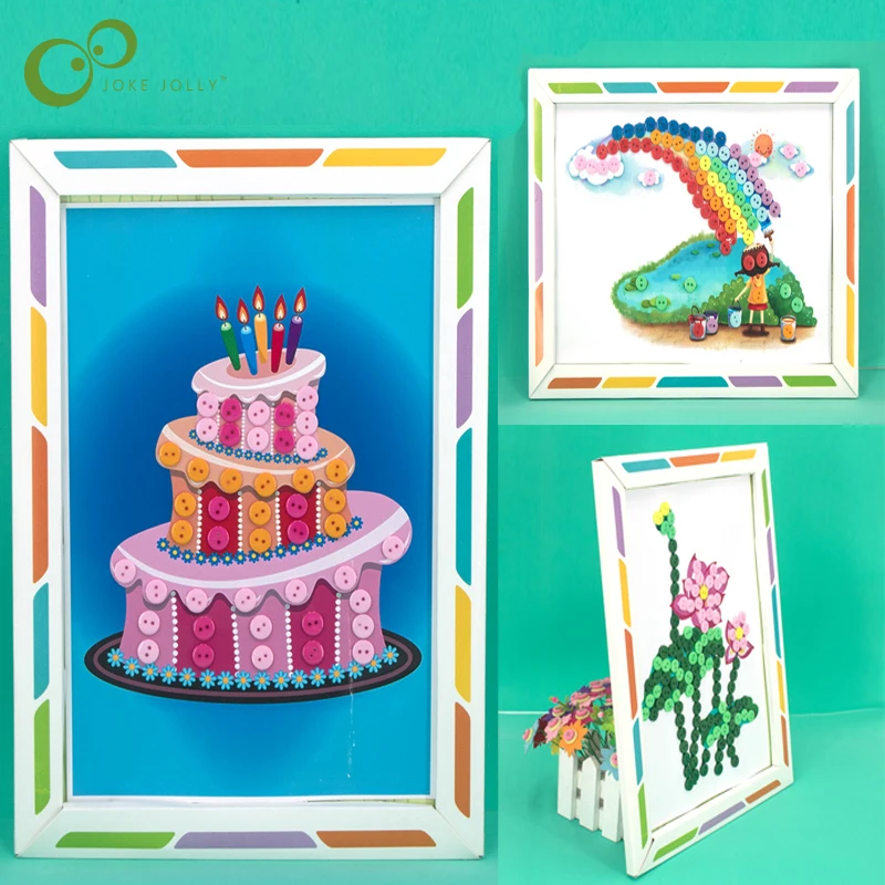 Наклейка на пуговицы для детского творчества игрушки рисования забавная игра