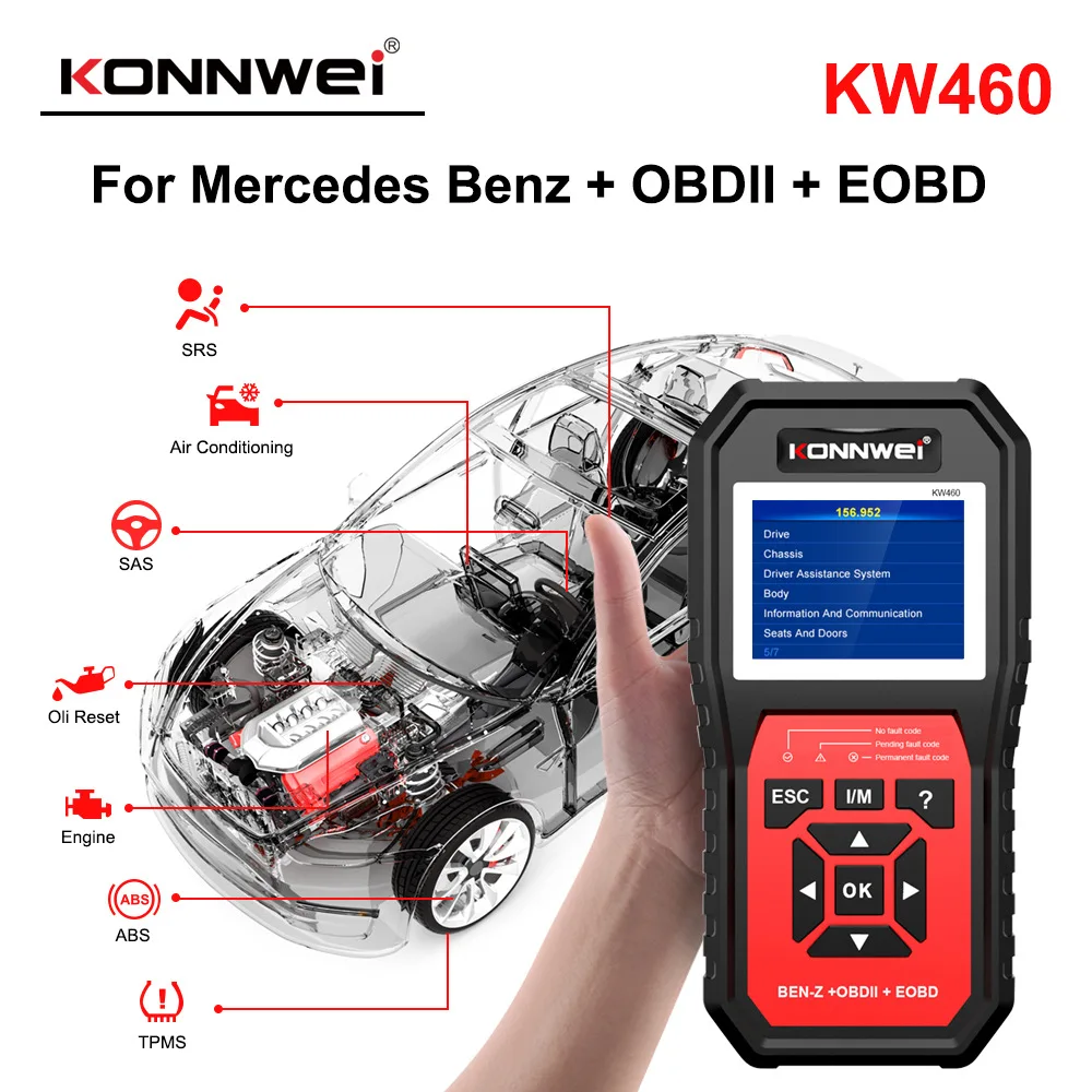 Автомобильный тестер KONNWEI KW460 для Mercedes-Benz OBD II + EOBD-сканер диагностический