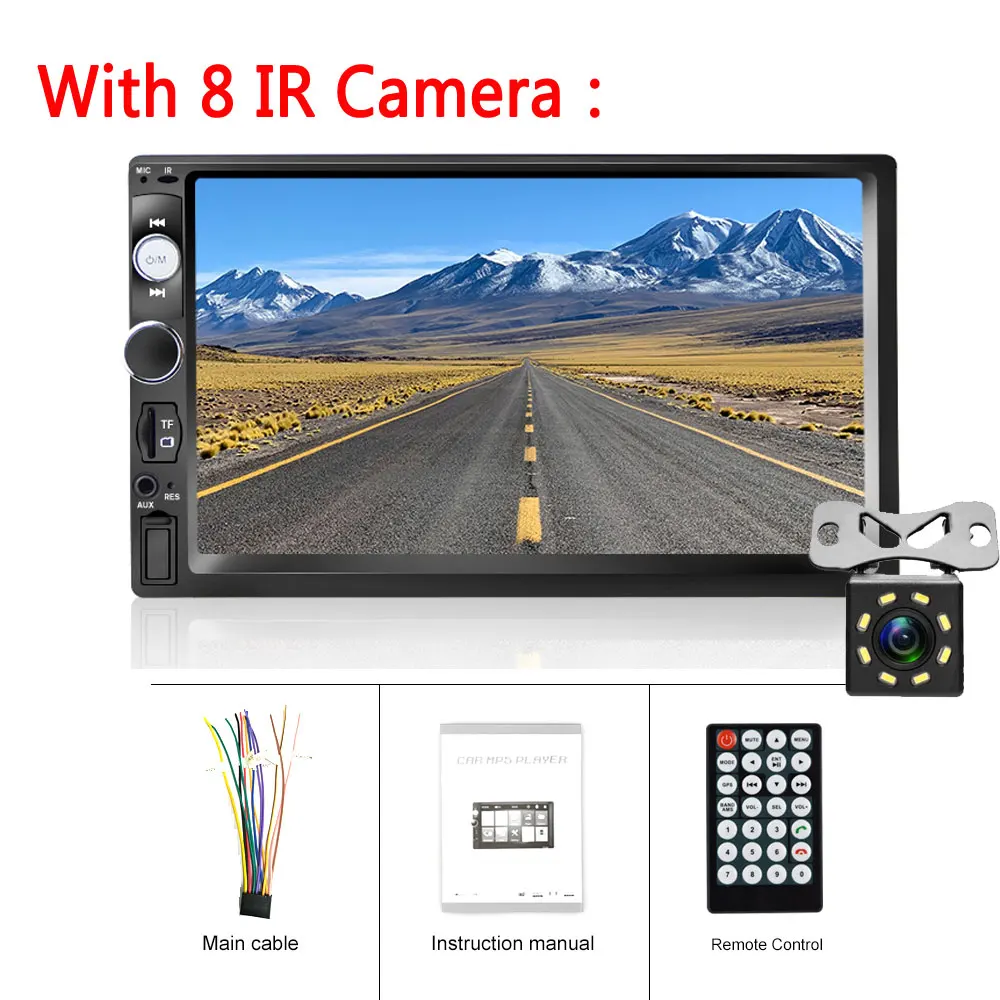 With 8 IR Camera AMPrime 2 Din автомагнитола 24 В Авторадио " сенсорный экран автомобильный мультимедийный плеер Авто MP5 Bluetooth USB TF FM 2din Автомагнитола стерео - Color: With 8 IR Camera