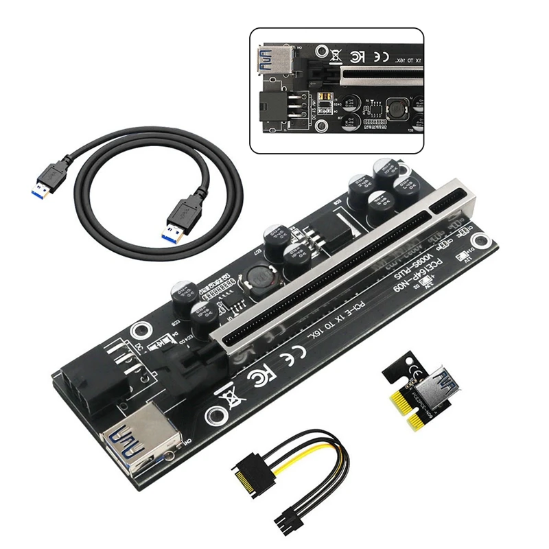 

Новая версия 009S Plus PCIE Райзер 1X до 16X, графический удлинитель для Биткоин, графический процессор, Майнер, карта адаптера Райзера