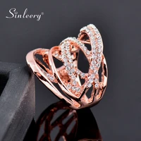 sinleery fashion multi circles twisted wide rings rose gold silver color mirco paved clear cz stone women jewelry anel zd1 ssb