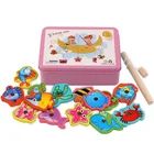 Детская деревянная Магнитная рыбалка, Обучающие игрушки, детская игрушка, магнитные игры в виде рыбы