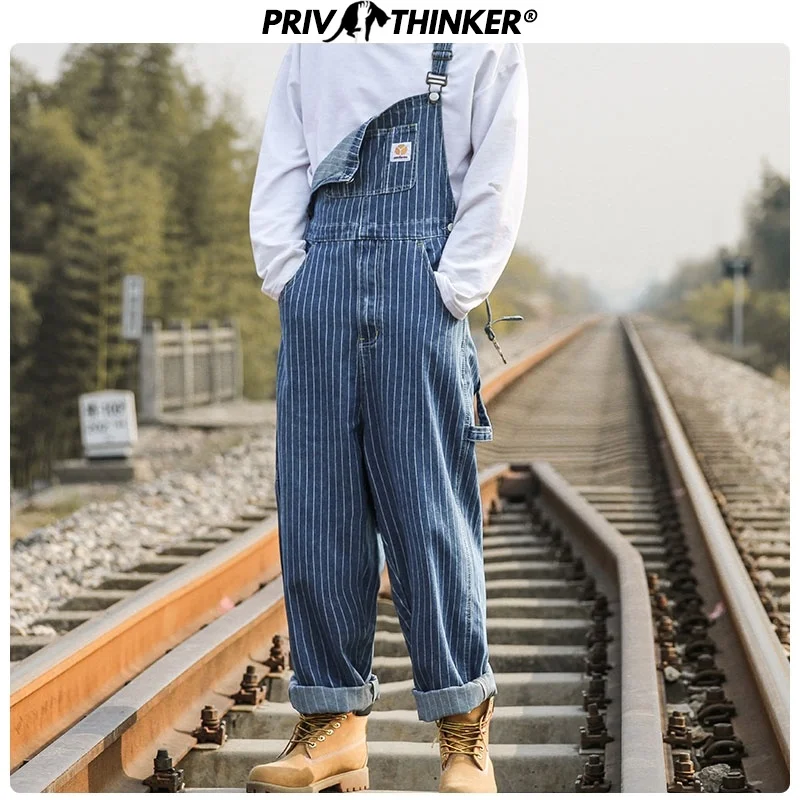 AOWOFS Mens Dungarees Loose Fit Bib Overalls Cotton Retro Jumpsuits Work Trousers Combat Cargo