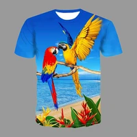 beautiful parrot print summer short sleeve shirt men oversized t shirt fashion 3d birds printing boys girls o neck tee tops 4xl