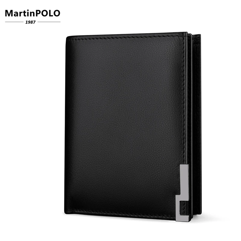 Мужской кошелек MartinPOLO из натуральной кожи кредитница с двойным сложением на